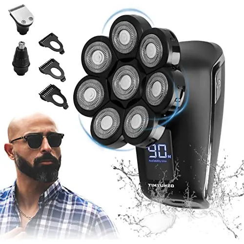 Afeitadoras Cabeza Eléctrica Bateria Hombres Calvos Blanco
