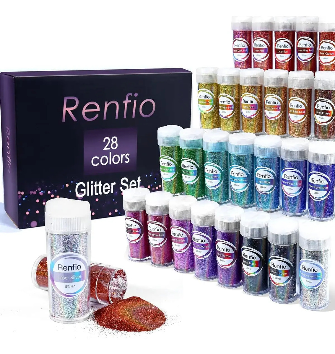 Conjunto Purpurina Holográfico Fino Renfio 420g Para Uñas Ar