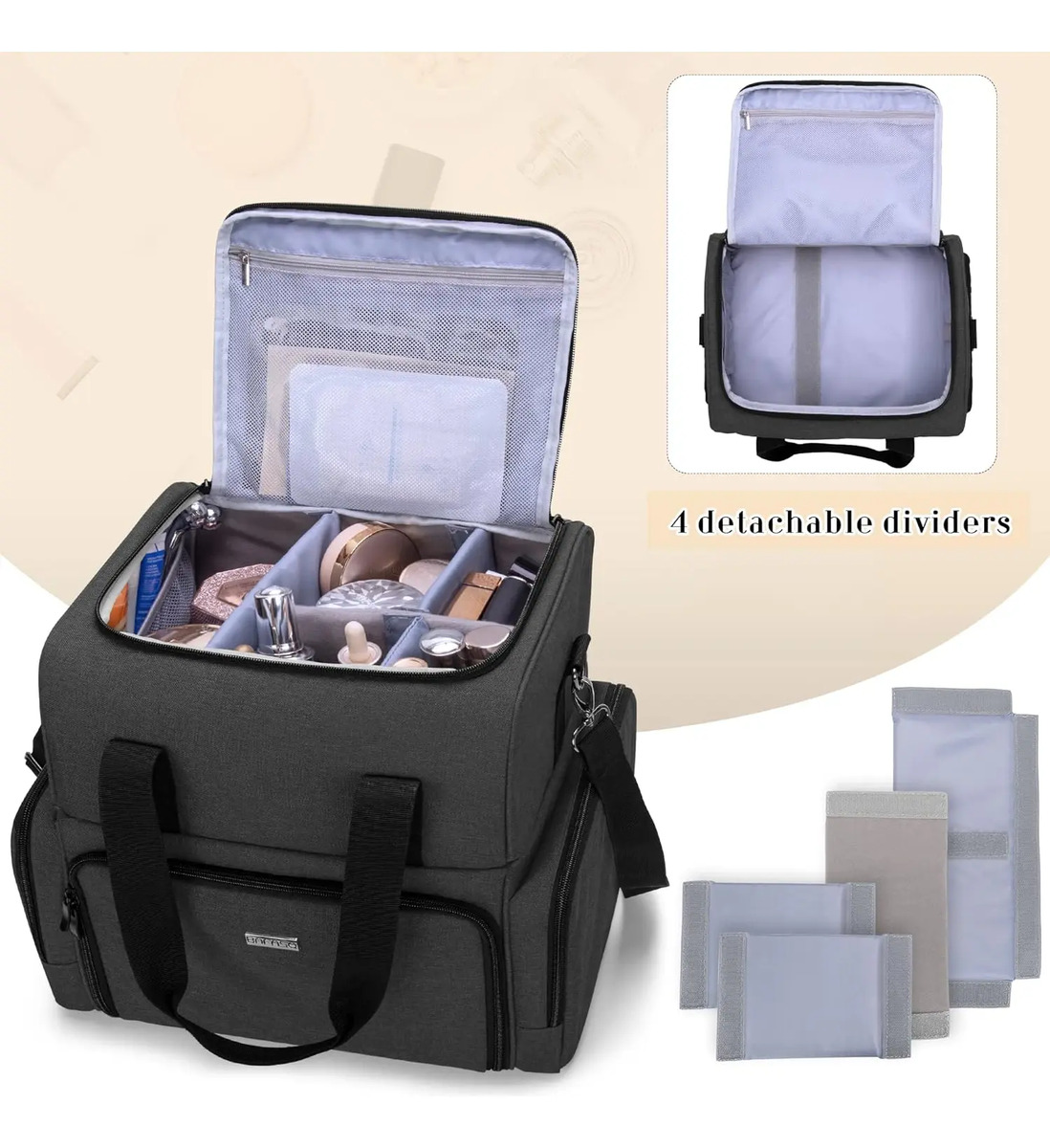 Bolsa De Maquillaje Grande De Viaje Con Bolsitas Internas, N - Image 3