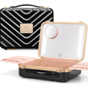 Maletín Portátil De Maquillaje Con Espejo Luz Led, Negro