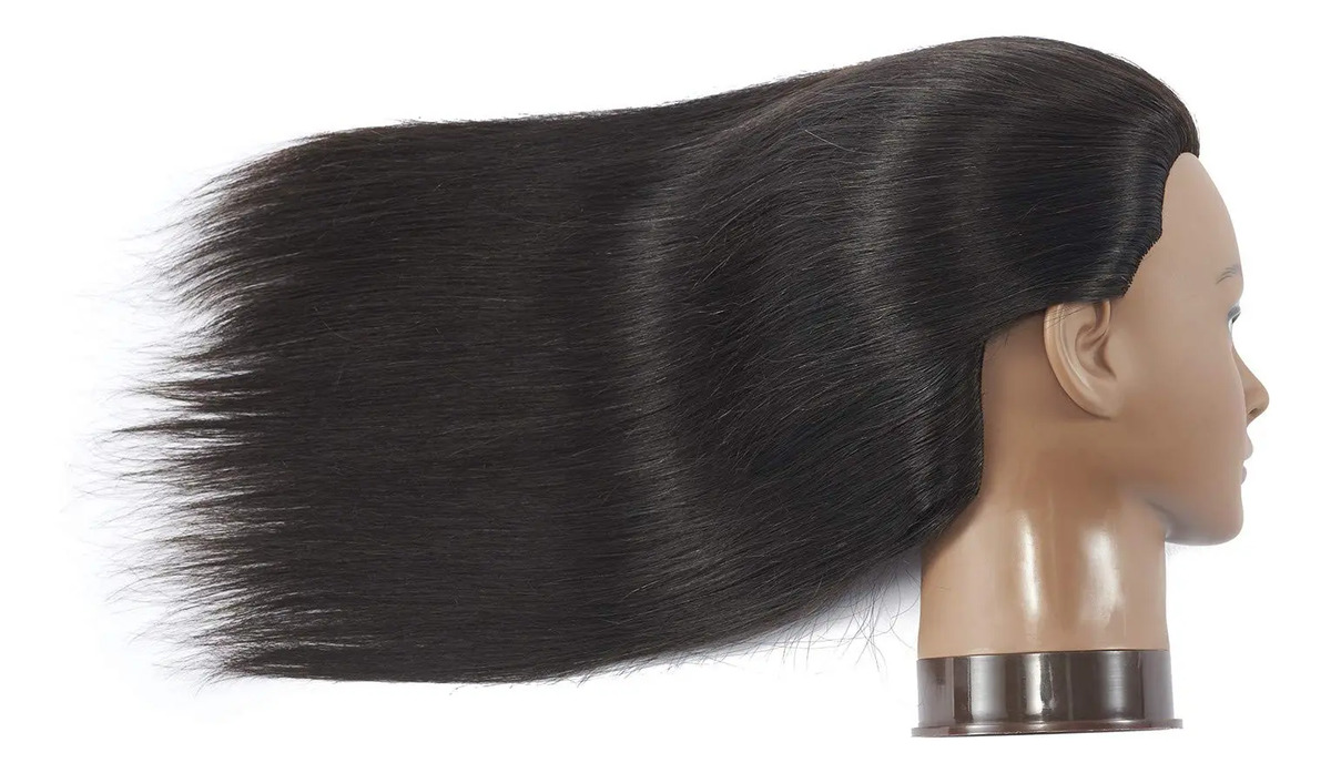 Cabeza De Maniquí Para Peluquería 51 A 56 Cm Cabello Humano - Image 3