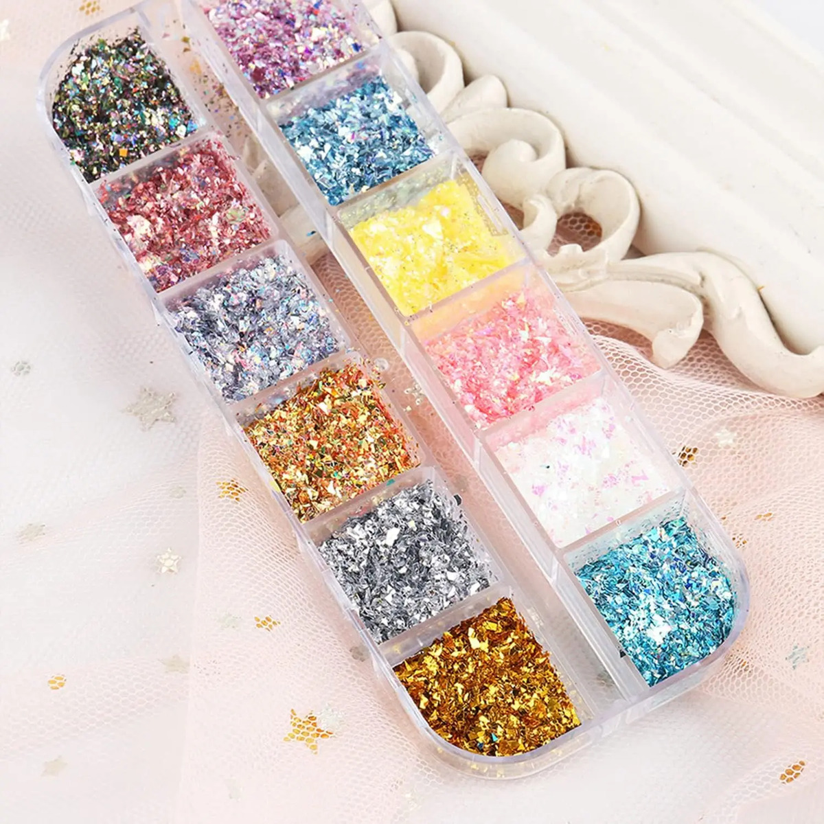 Decoraciones De Uñas Brillantes En 12 Colores Con Purpurina - Image 5
