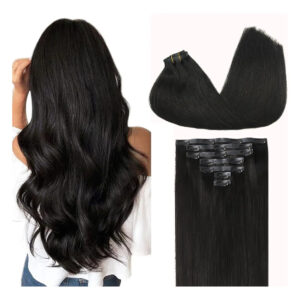Cabello Humano Negro 45cm 110g Para Mujer Negro