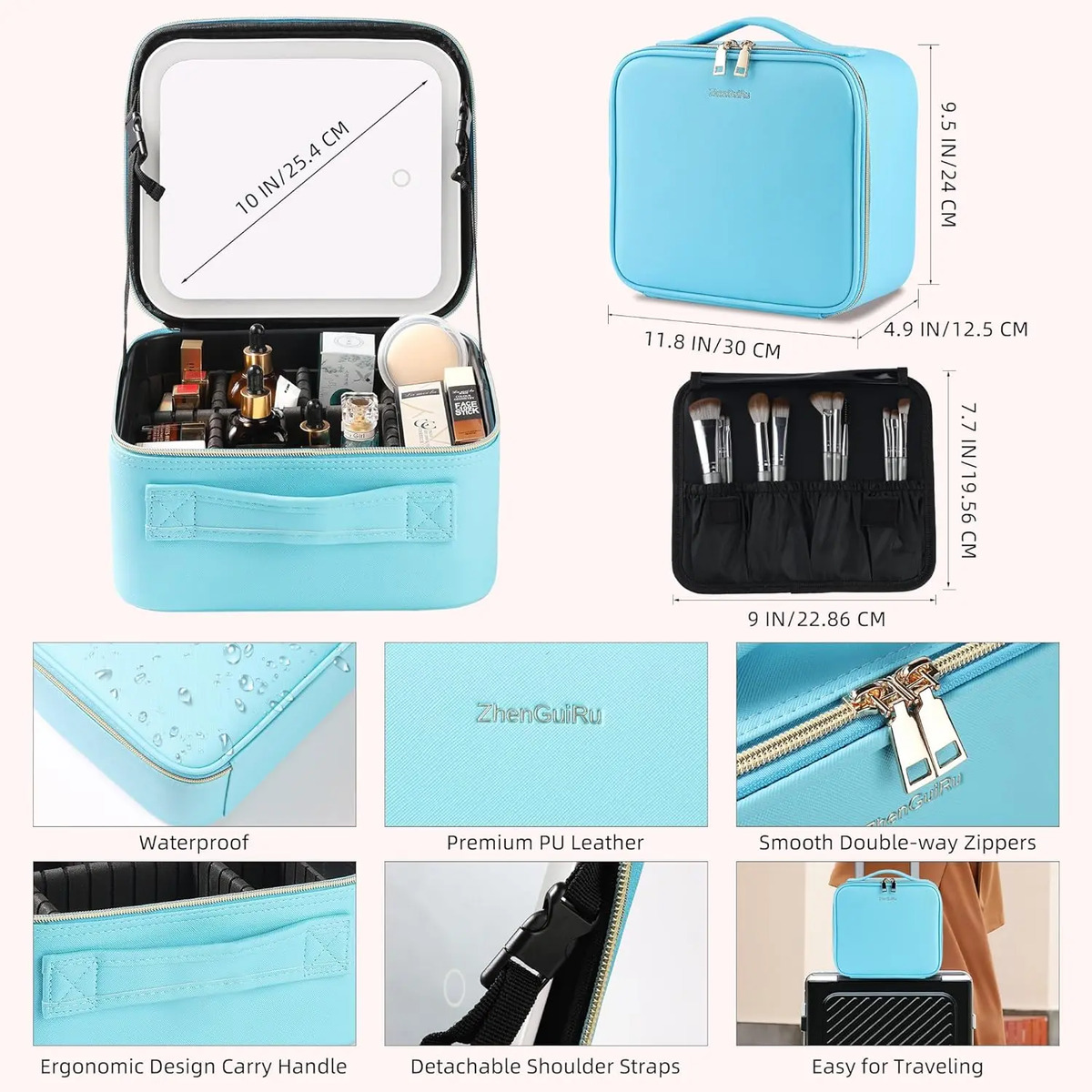 Organizador De Maquillaje Portátil Azul 30x20x10cm - Image 3