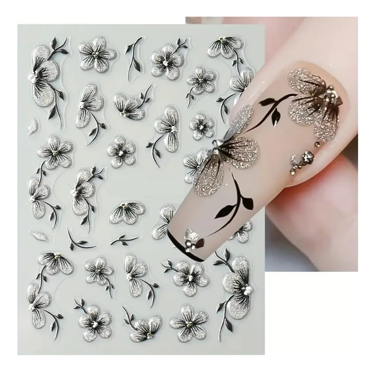 Pegatinas De Flores Para Uñas Decoradas Con Diseños De Hojas - Image 9