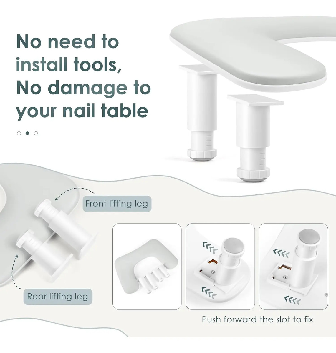 Reposabrazos Para Manicura En Forma De U, Ajustable, Cuero P - Image 4