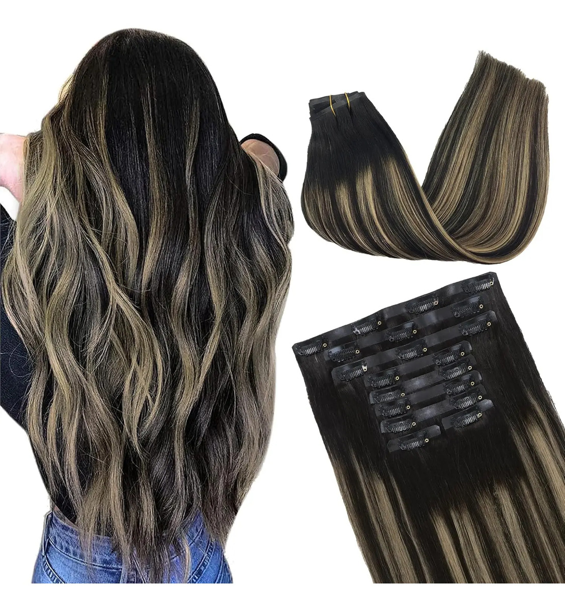 Cabello Humano 35cm 130g Balayage Negro Balayage Negro