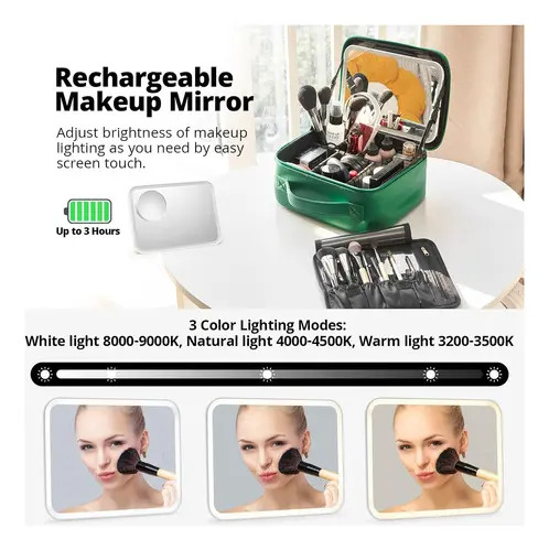 Maletín De Maquillaje Con Espejo Led Y Divididores Ajustable - Image 6