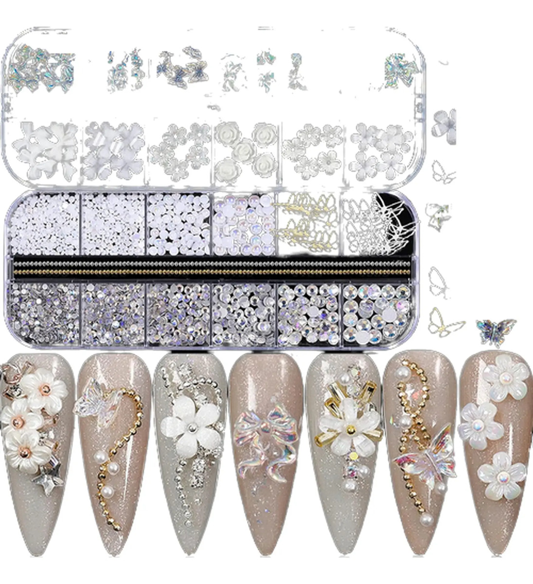 Decoraciones Para Manicura Forma De Mariposa Y Flor De 5 Cm