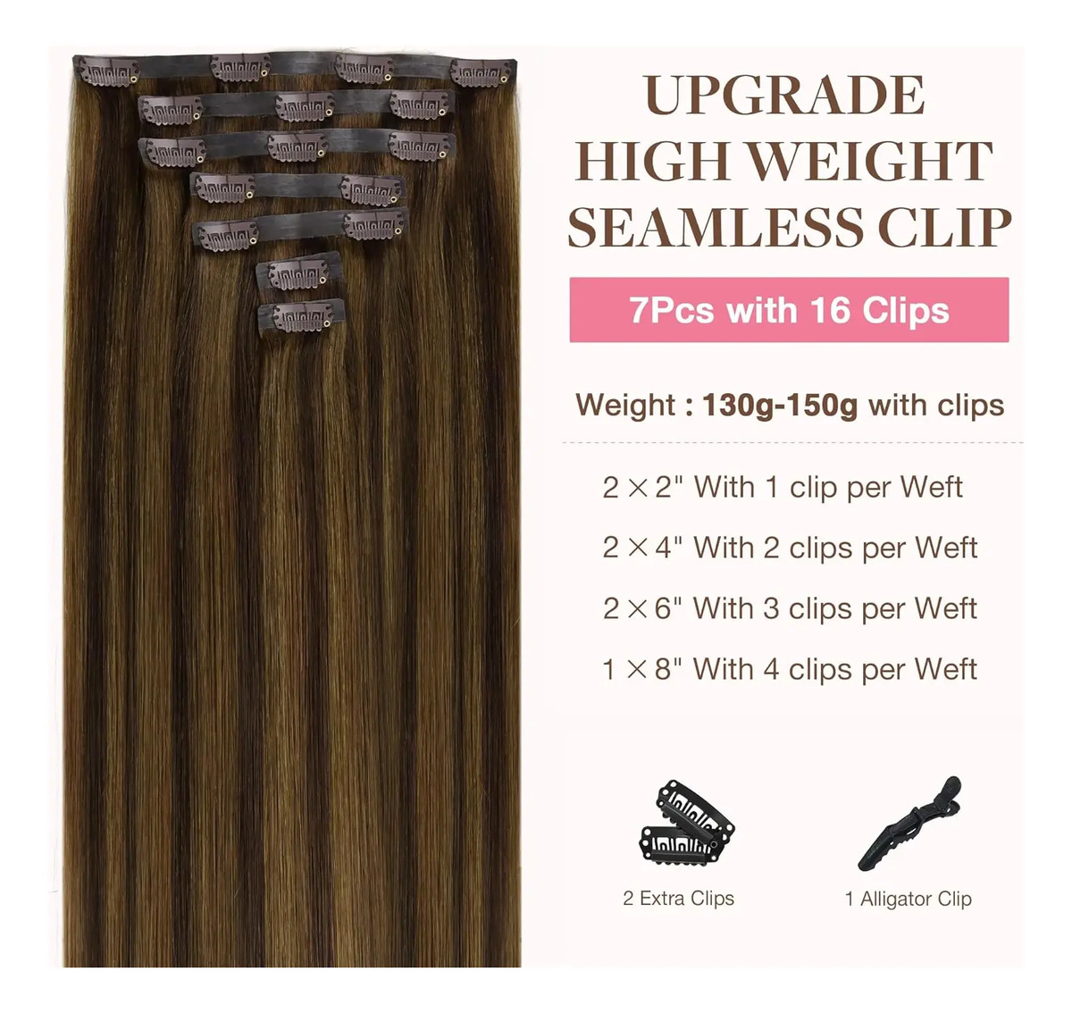 Extensiones De Cabello Humano Remy 45 Cm Marrones - Image 2