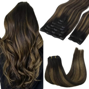 Pelo Humano Clip-in 36 Cm Negro Marrón Negro Marrón