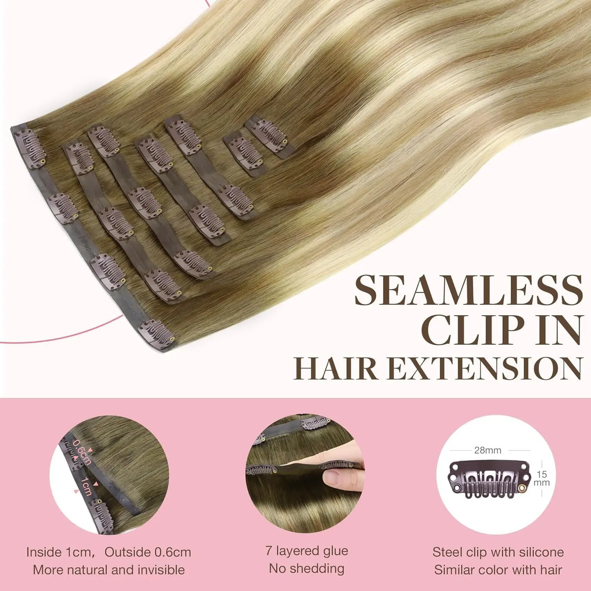 Extensiones Cabello Humano Remy 35 Cm 110g Para Mujeres - Image 3