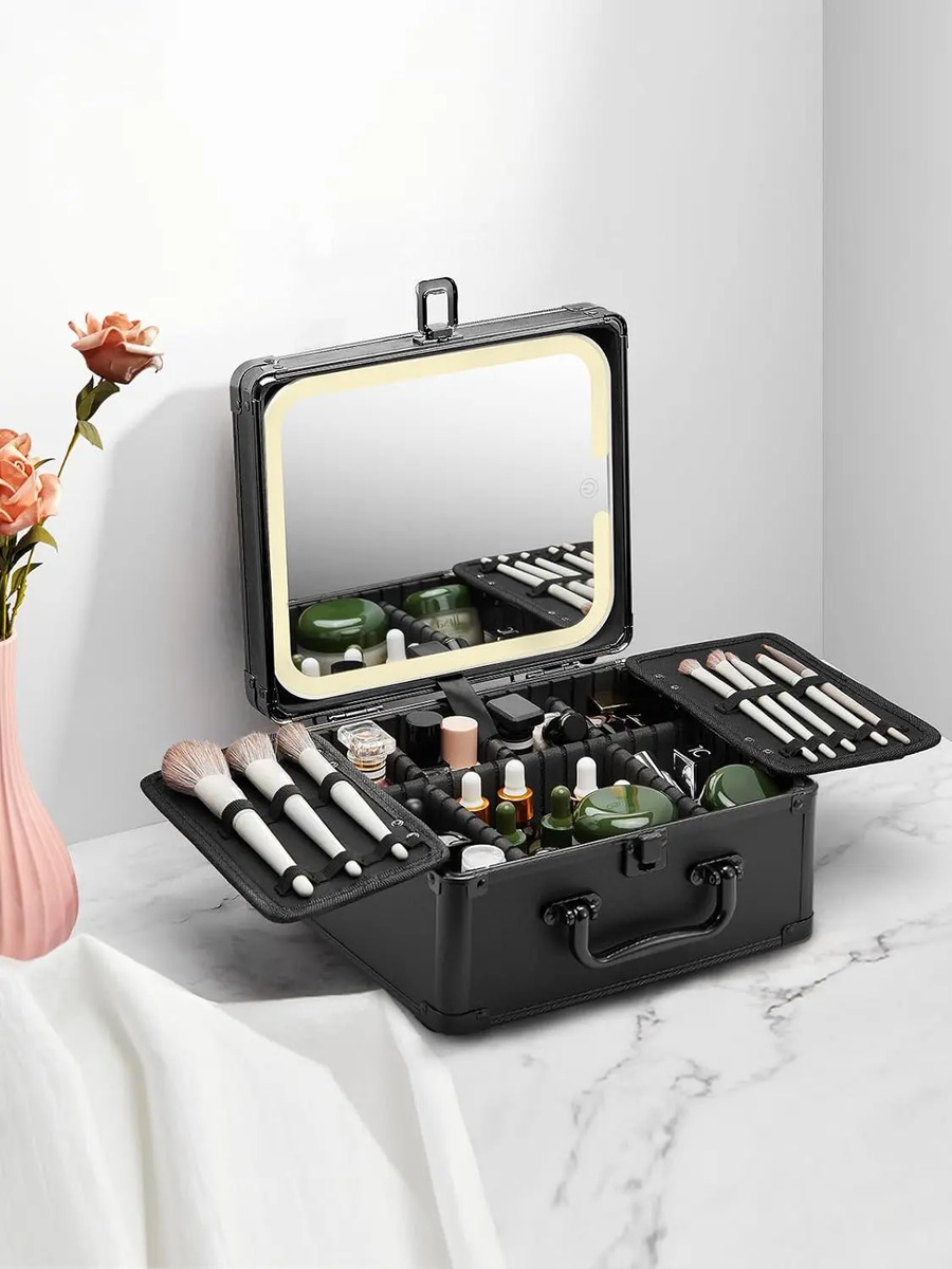 Caja De Maquillaje Iluminado Desmontable, Negro - Image 7