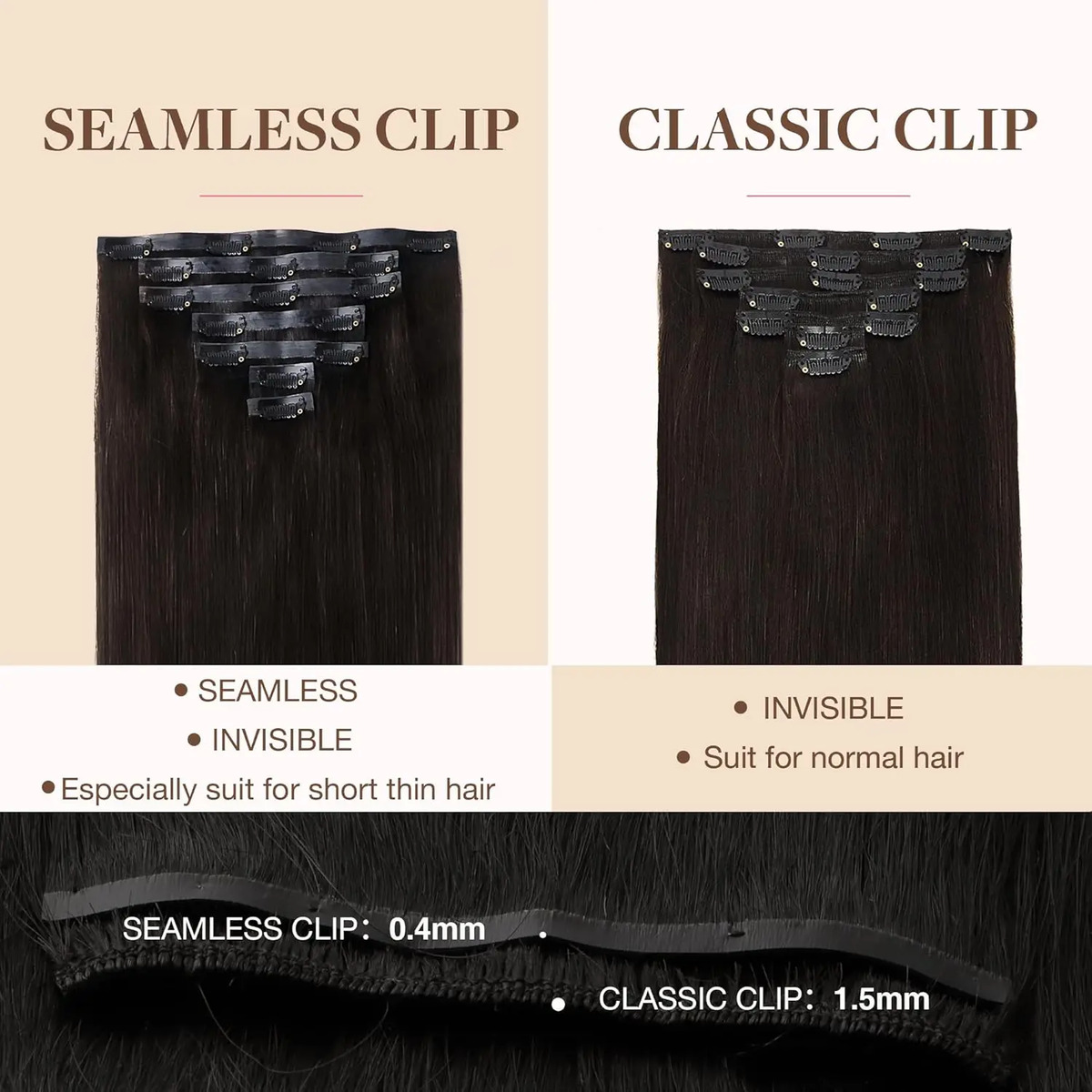 Cabello Humano Remy 40 Cm Marrón Oscuro Marrón Oscuro - Image 4