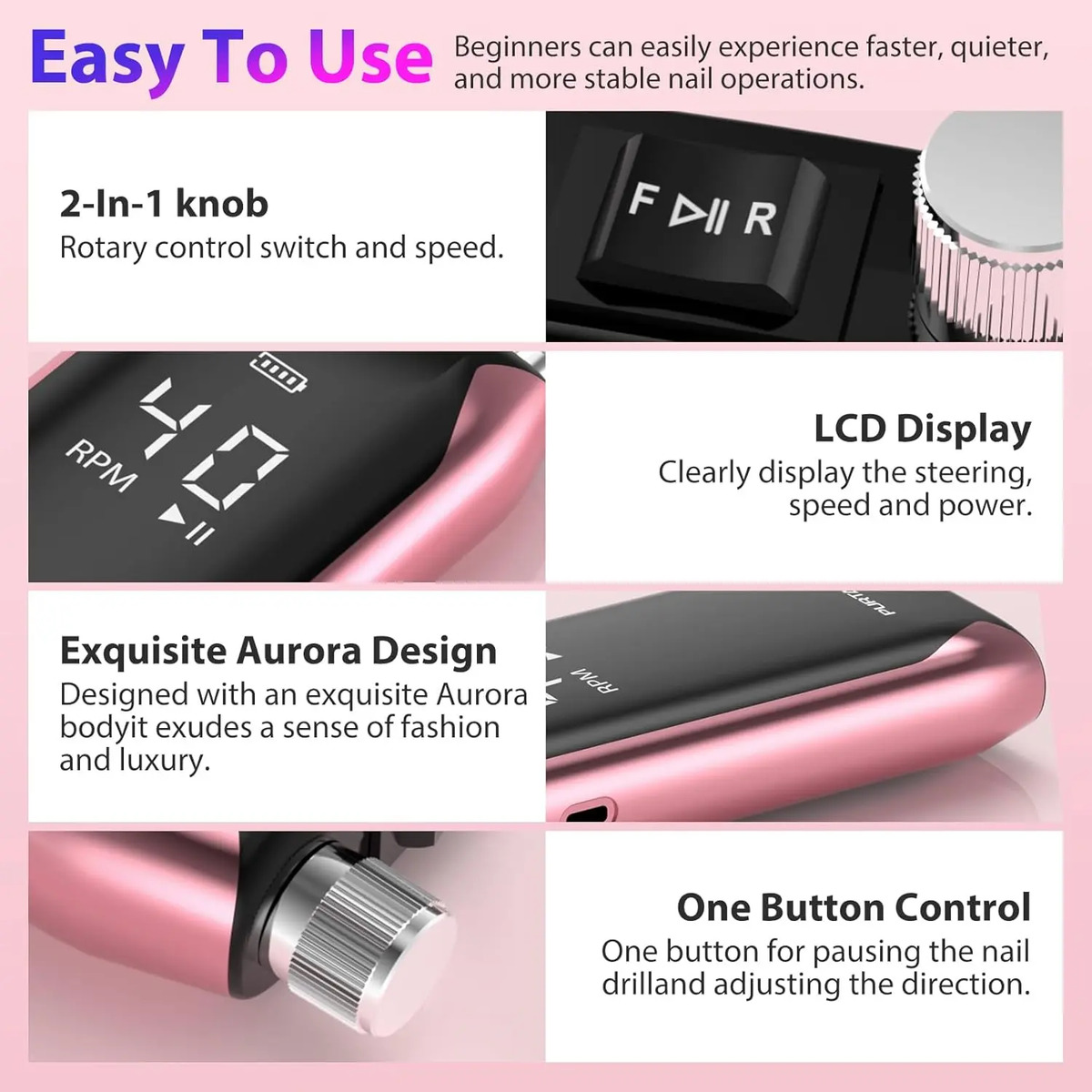 Taladro Profesional Recargable 40.000 Rpm Para Manicura En C - Image 6