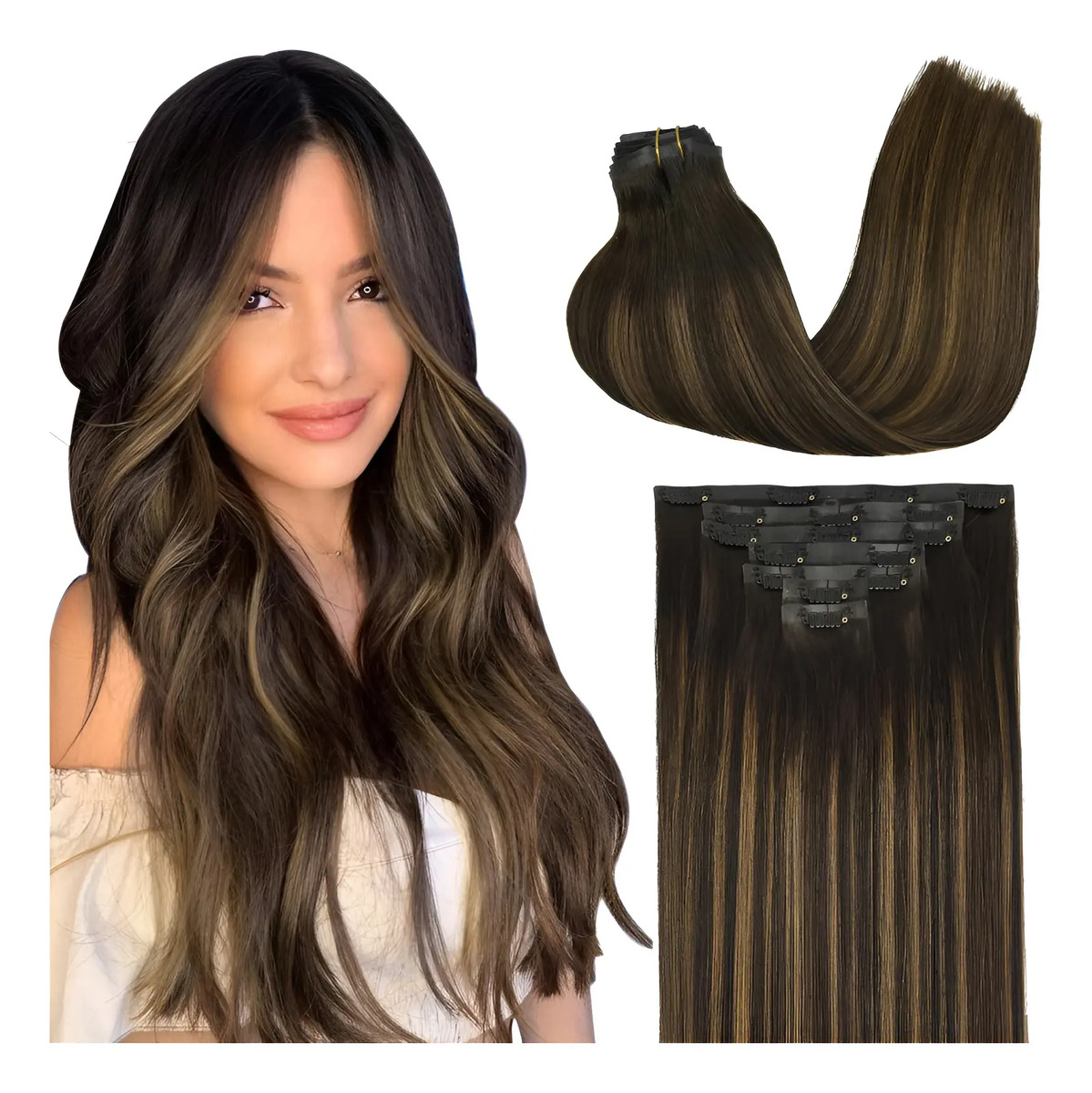 Extensiones Cabello Humano 50 Cm 150 Gramos Marron