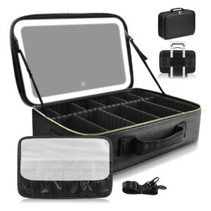 Bolso De Maquillaje Con Espejo Led, 38x28 Cm, Profesional