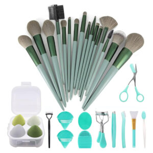 Pinceles De Maquillaje De 30 Piezas En Verde Incluye Pincel
