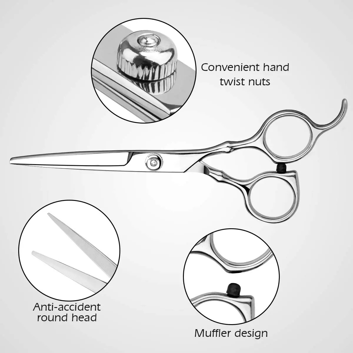 Tijeras De Corte Para Cabello Profesional Kit Con Peine Y Es Plateado - Image 2