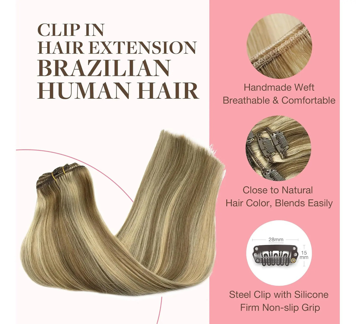 Extensiones Cabello Humano Rizado 35 Cm Marrón Claro - Image 3