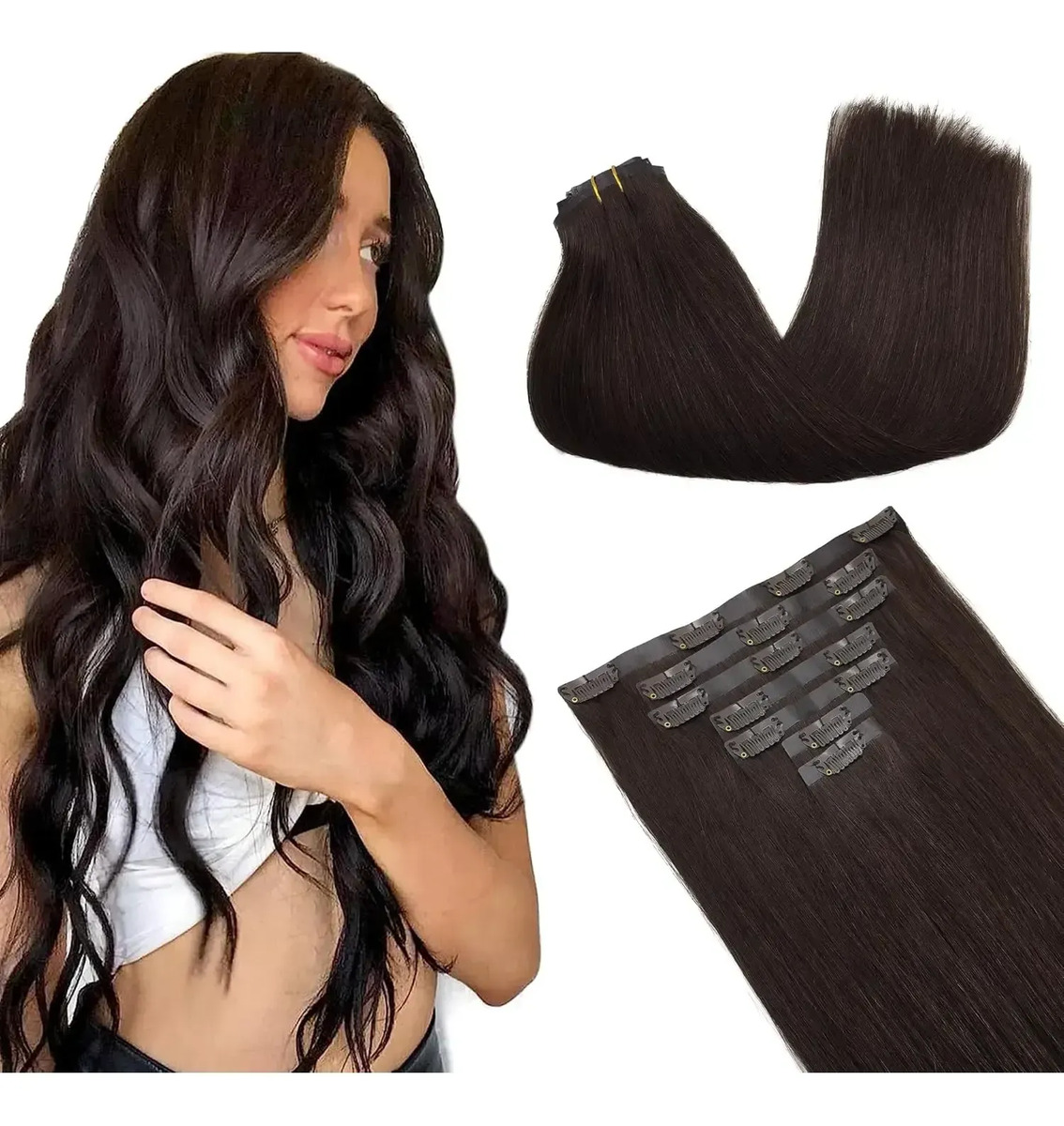 Cabello Humano Remy 40 Cm Marrón Claro Marrón Claro