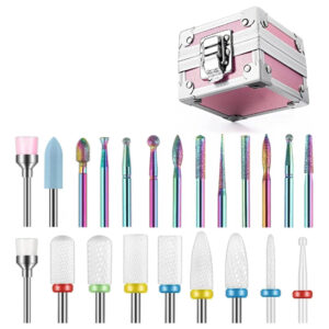 Kit De 21 Brocas Para Uñas Depvko Con Estuche Rosa Portátil