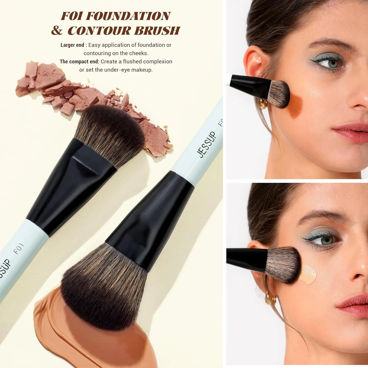 Cepillos De Maquillaje Jessup De 3 Piezas Con Esponja Para B - Image 3