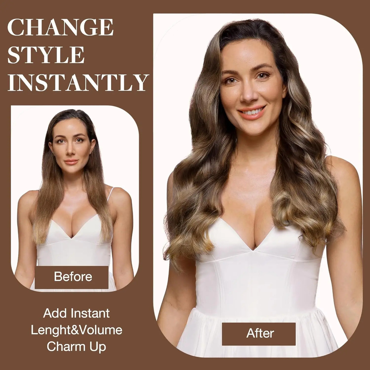 Extensiones De Cabello 40cm Marrón Chocolate - Image 7