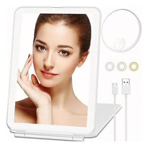 Espejo De Maquillaje Aumento 10x Luz Led Portátil Cosmetico