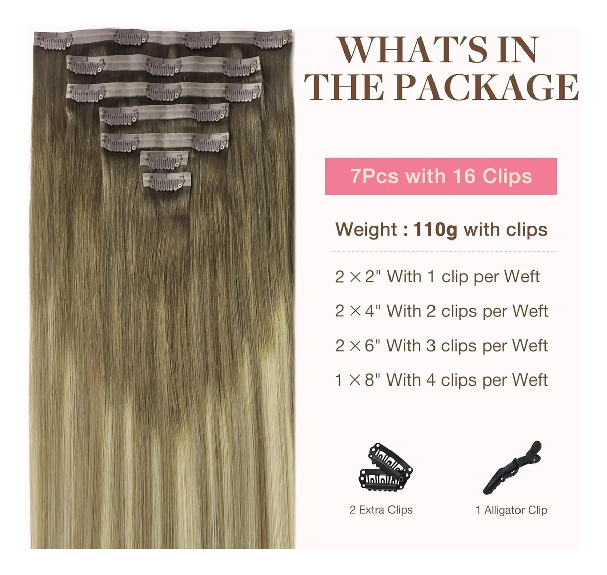 Cabello Humano Remy 45 Cm Marrones Marrón - Image 2