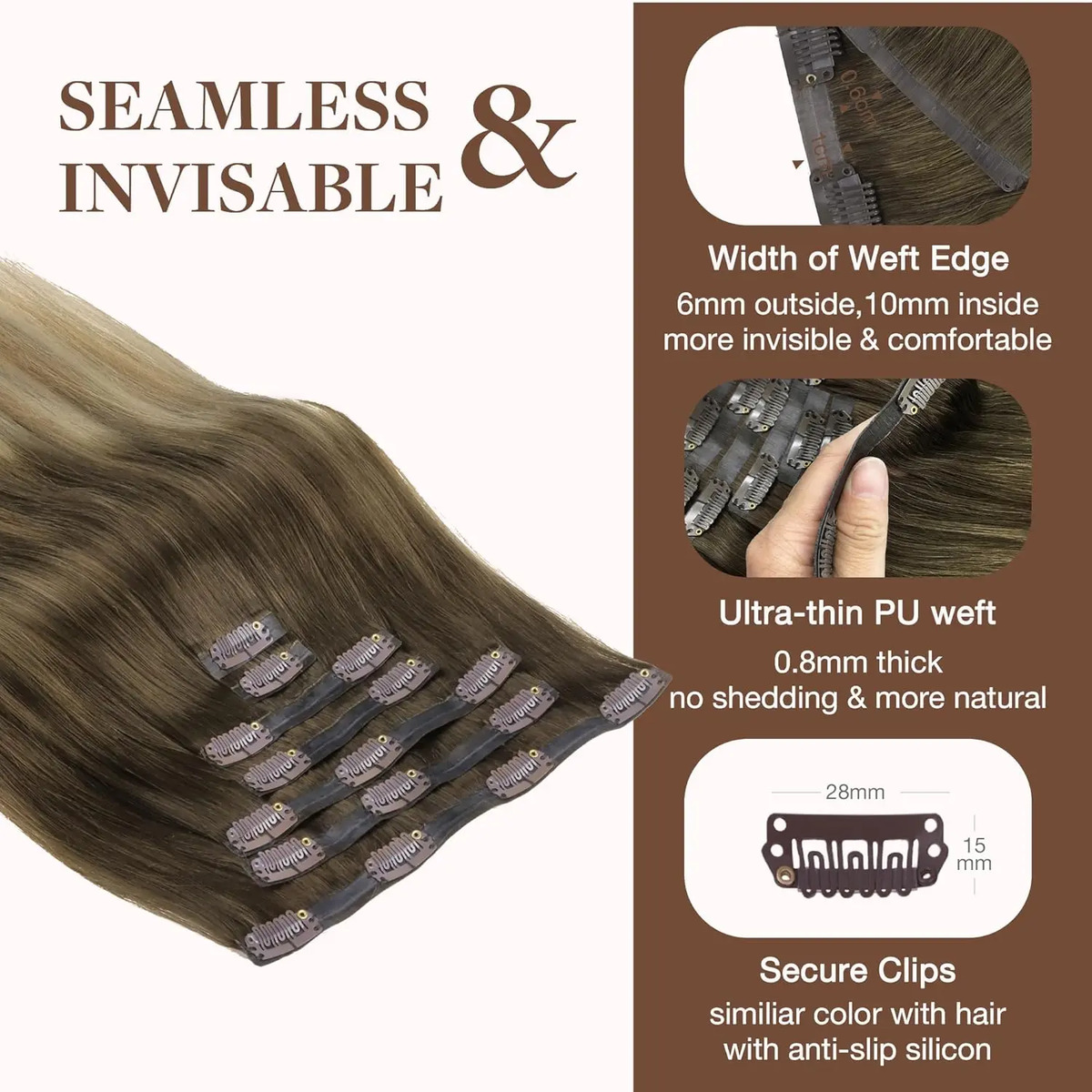 Extensiones Cabello Remy 40cm Marrones Rubios - Image 4