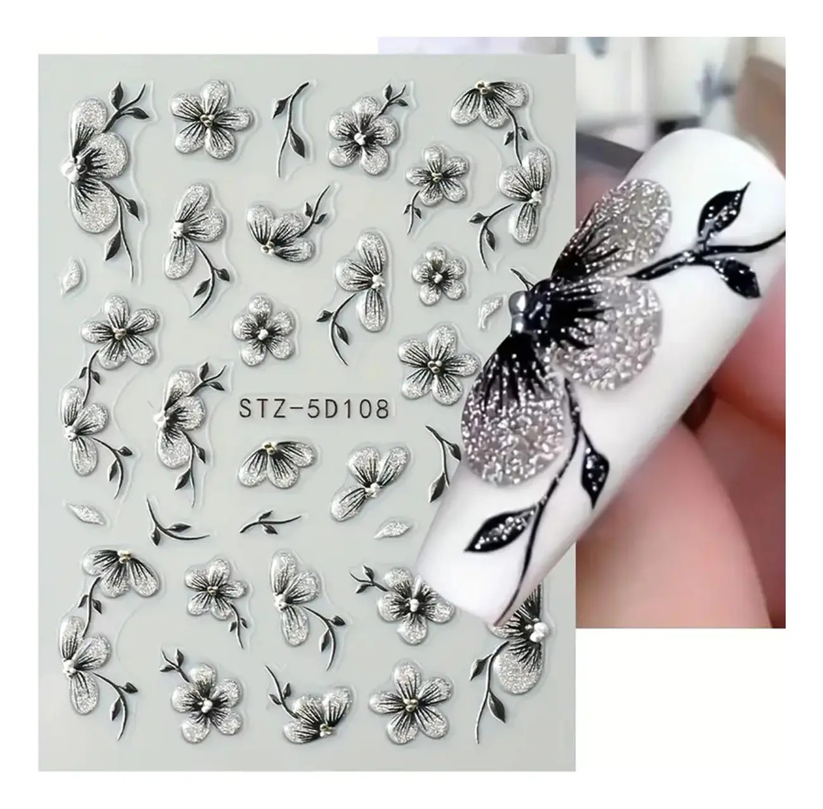 Pegatinas De Flores Para Uñas Decoradas Con Diseños De Hojas - Image 3