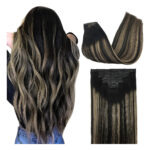 Extensiones Cabello 50cm Para Mujer Balayage Negro A Rubio