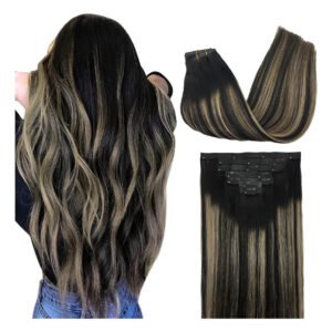 Extensiones Cabello 50cm Para Mujer Balayage Negro A Rubio