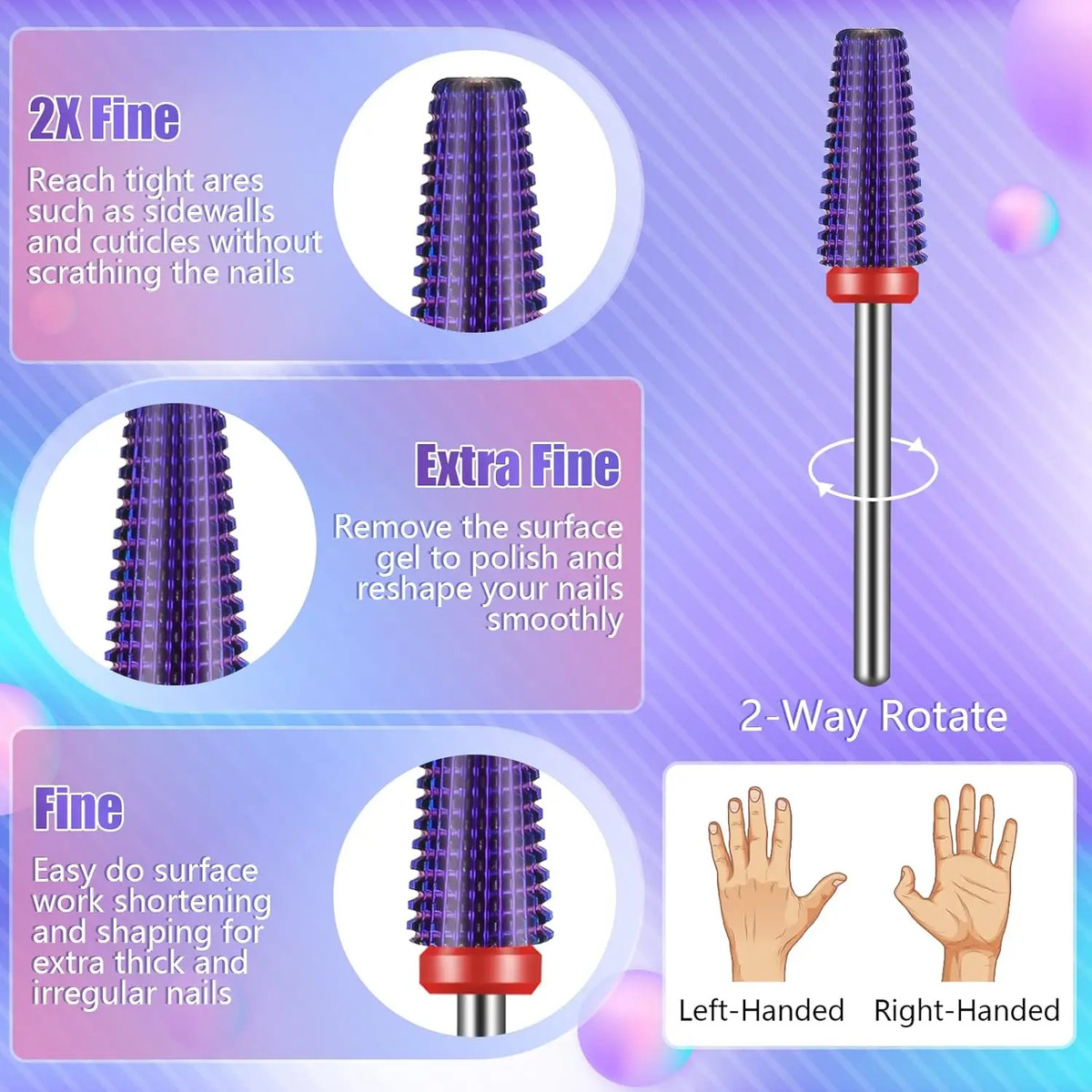 Limas De Uñas Depvko De 3 Piezas Con Taladros De Carburo Pa - Image 3