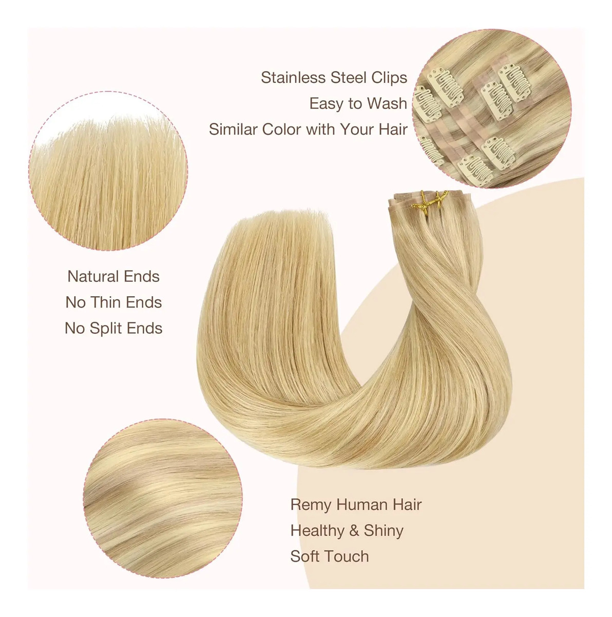 Extensiones Cabello Remy 50 Cm Rubio Sucio - Image 6