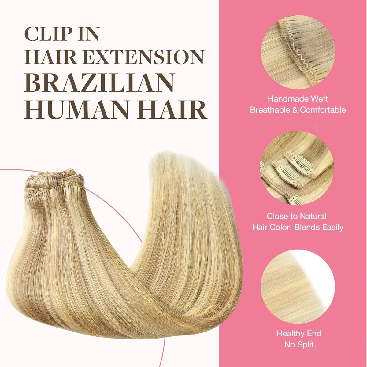 Cabello Clip Para Mujer Rubio Dirty Blonde Highlights - Image 3