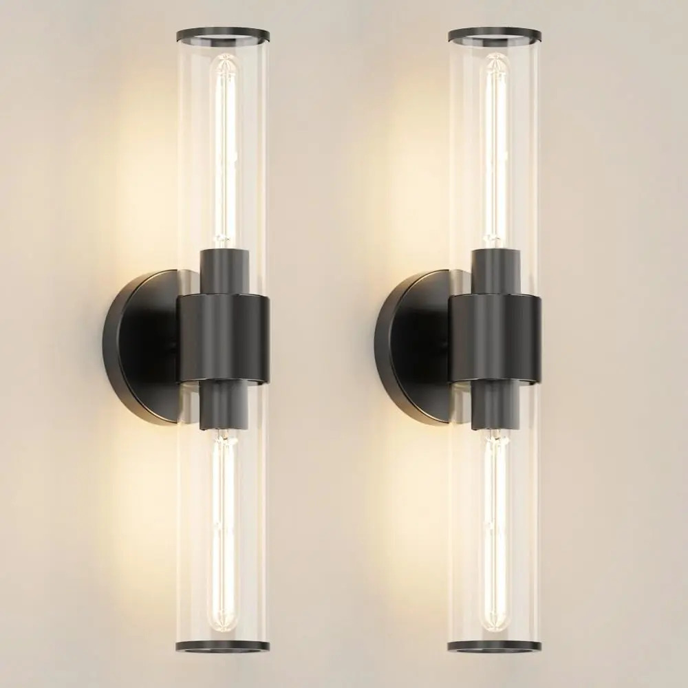 Conjunto De Dos Luces Para Espejo En Color Negro Mate.
