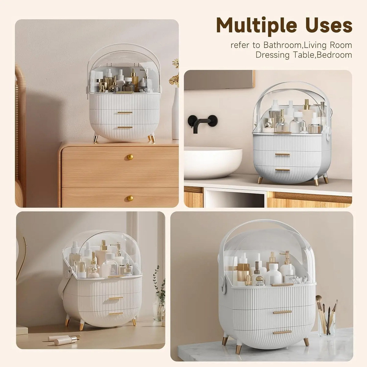 Organizador De Maquillaje Con Tapa Impermeable En Color Blan - Image 5