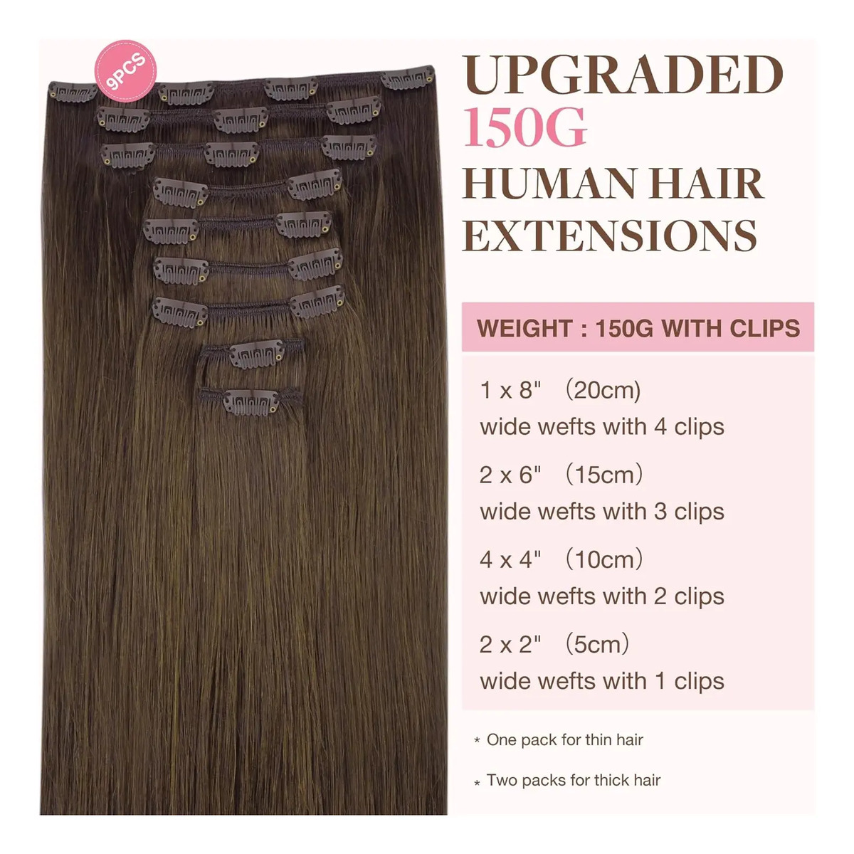 Cabello Humano Remy 50 Cm Marrón Chocolate Marrón Chocolate - Image 2