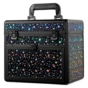 Estuche Portátil De Maquillaje Negro Con Estrella Brillante