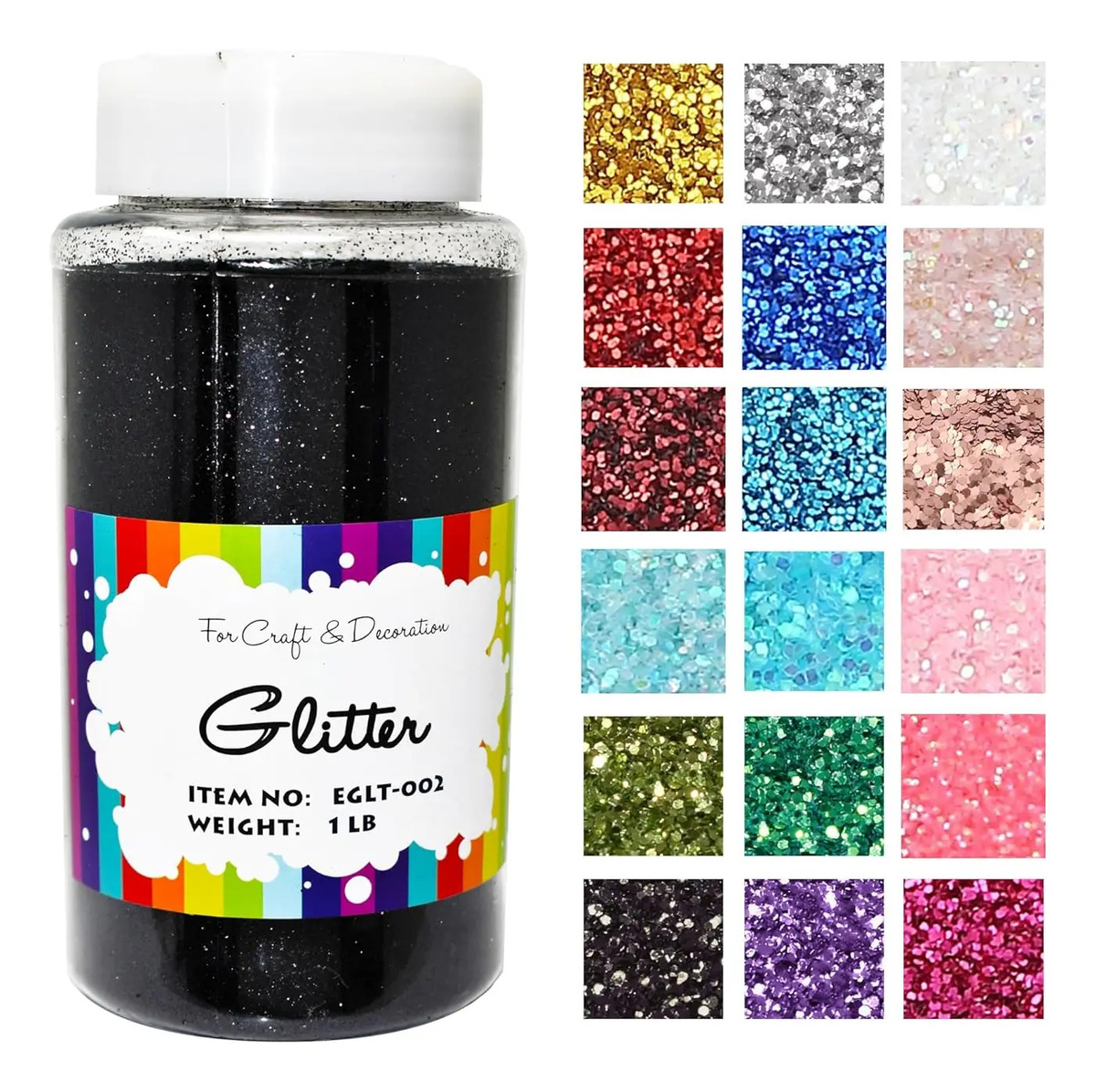 Glitter Craft De 450gr Negro Para Manualidades Y Decoración