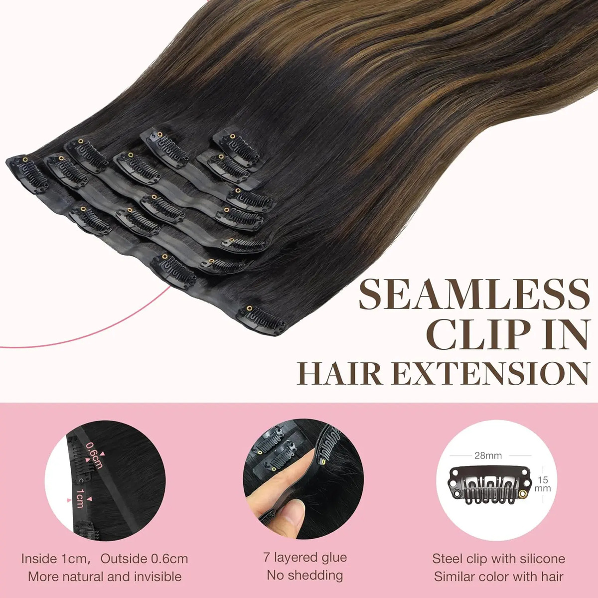 Cabello Humano Natural 35cm Color Marrón Marrón - Image 3