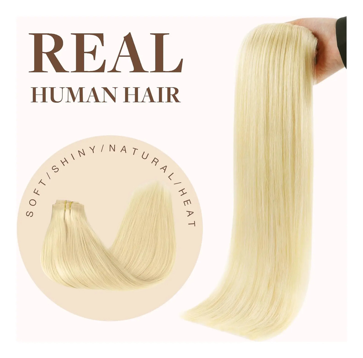 Pelo Humano Natural De 40 Cm Rubio Decolorado Rubio Decolorado - Image 8