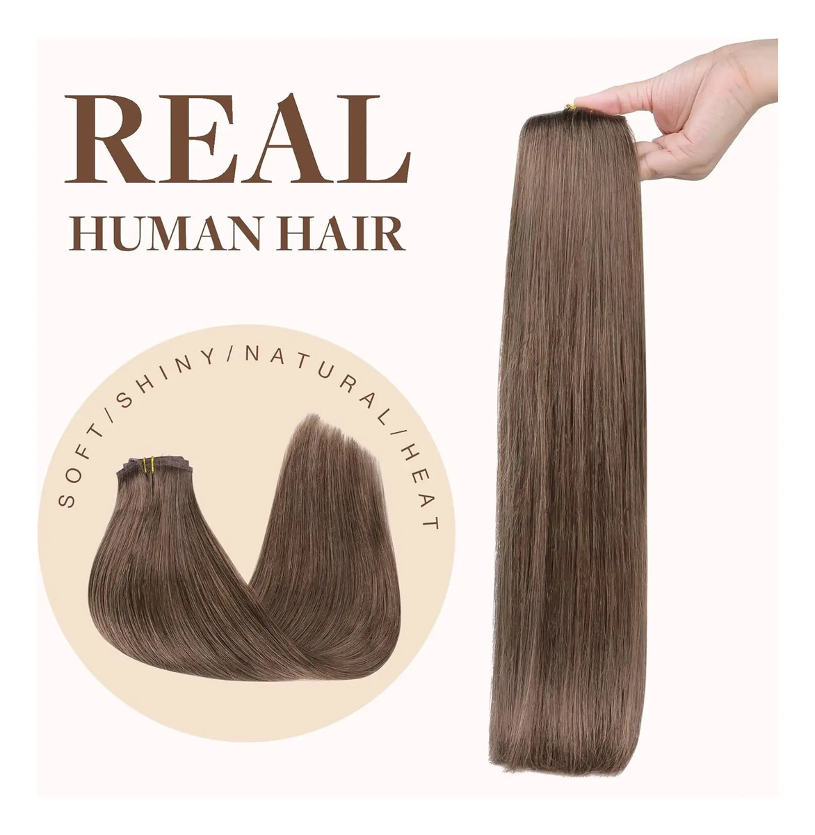 Cabello Humano Remy 50 Cm Marrón Marrón - Image 8