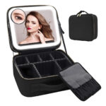Bolso De Viaje Para Maquillaje Con Espejo Led, Negro
