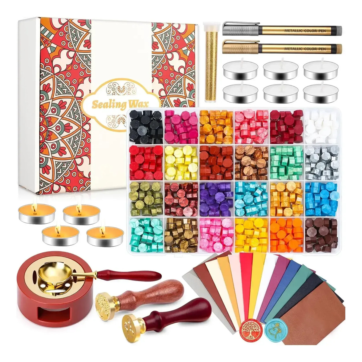 Kit De Sellado Paxcoo Con Perlas, Calentador Y Sobres Multicolored