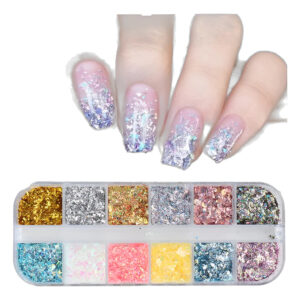 Decoraciones De Uñas Brillantes En 12 Colores Con Purpurina