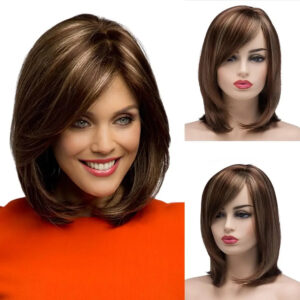 Peluca Corta Sintética Color Mixto Para Mujer, Longitud Medi