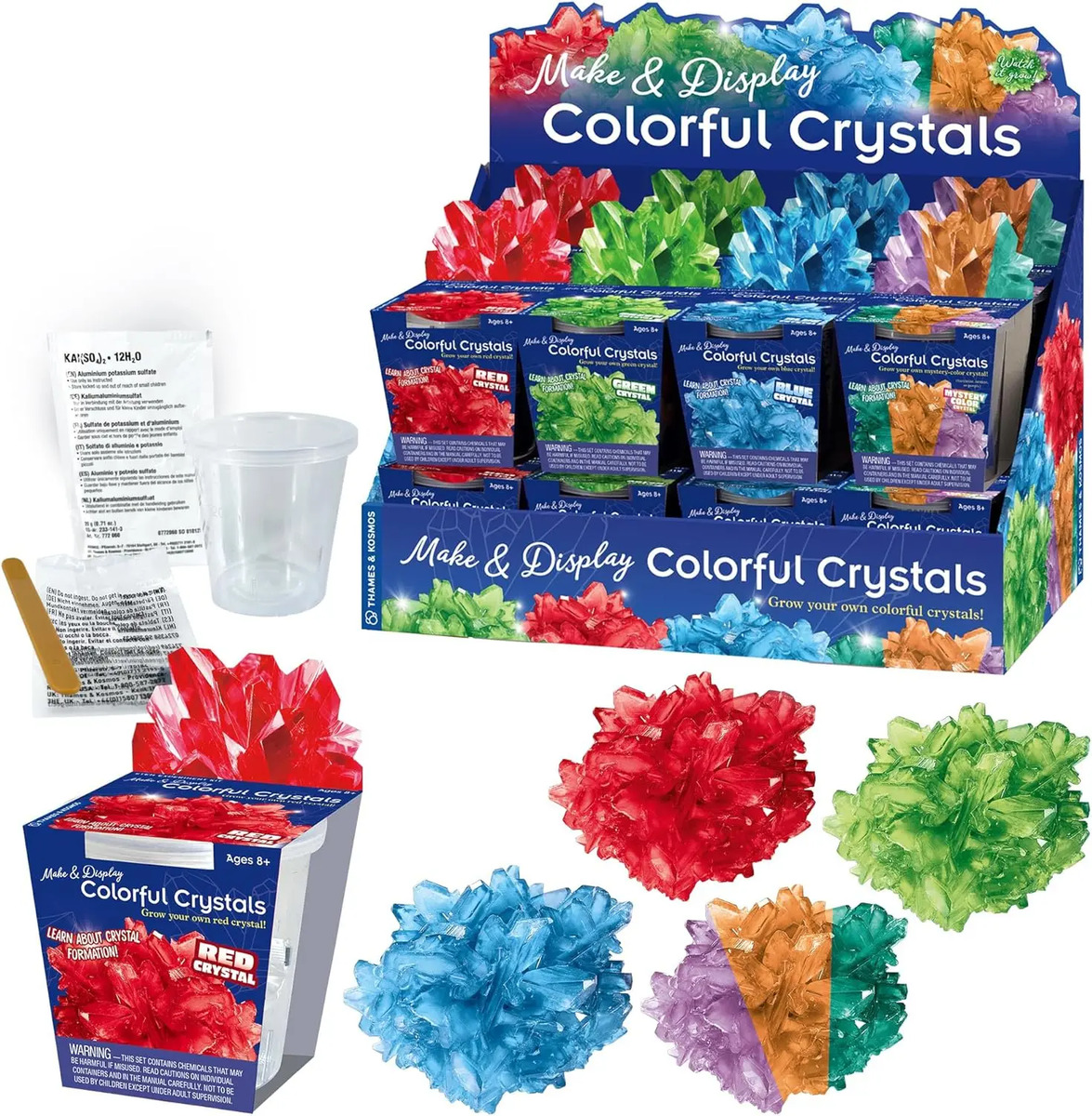 Kit Cristales Coloridos Crecer Exhibir 16 Juegos Stem Fiesta